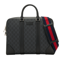 GG Supreme Briefcase, Canvas/Leather, Black, 41228, S/DB, 4*